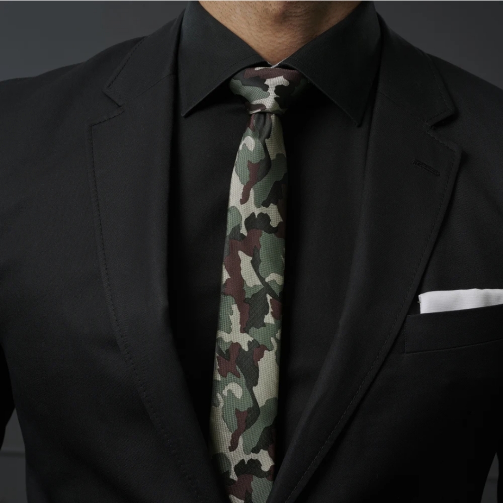 Green and Brown Camouflage Tie